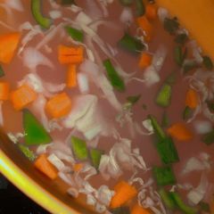 A picture of Clear rice veggie soup.