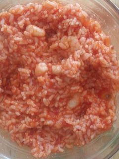 Una foto de Arroz con gamba arrocera y tomate frito