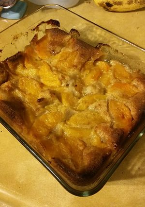 A picture of Pour-It-In Peach Cobbler.