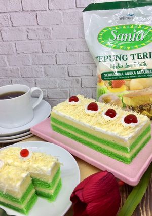 Foto resep Bolu Kukus Lapis Pandan Keju