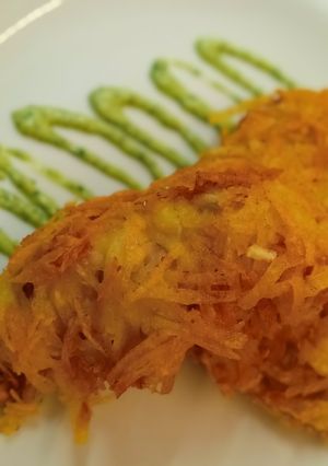 Una foto de Filet de pollo con rebozado crujiente de papa