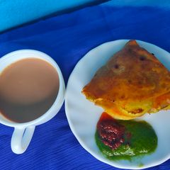 A picture of Bombay style folded sandwich with leftover rotli.