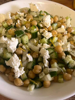 A picture of Chickpea cucumber feta salad.