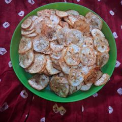 Raw banana masala chips A picture of Raw banana masala chips.