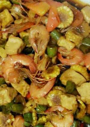 Foto resep Tumis udang tahu sayur