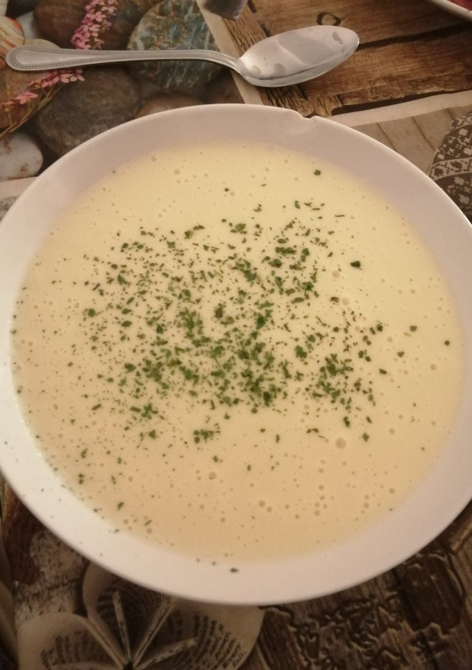Una foto de Puré de Puerros y Patata baja en Kcal