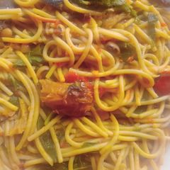 A picture of Spaghetti with beans.