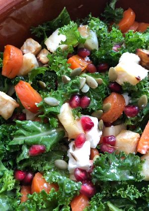 A picture of Roots and kale salad.