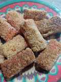 Kanikama o surimi rebozados con salvado de avena