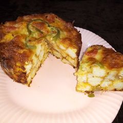 A picture of Pizza cake.