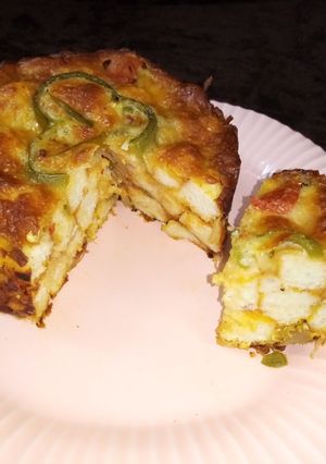 A picture of Pizza cake.