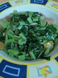 Tumis Sawi Hijau + Bakso (sawi caisin yang biasa di mie ayam)
