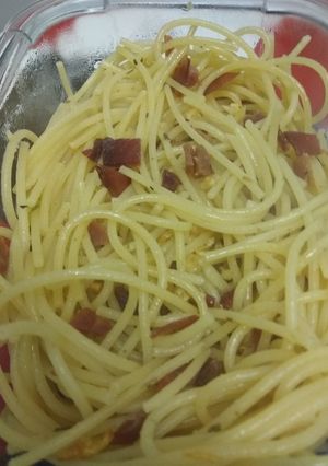 Foto principal de 🍝 Pasta al ajillo con jamón