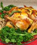 Pollo asado con Romero y relleno con arroz silvestre (Al Horno)