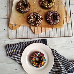 A picture of Baked breakfast chocolate donuts.
