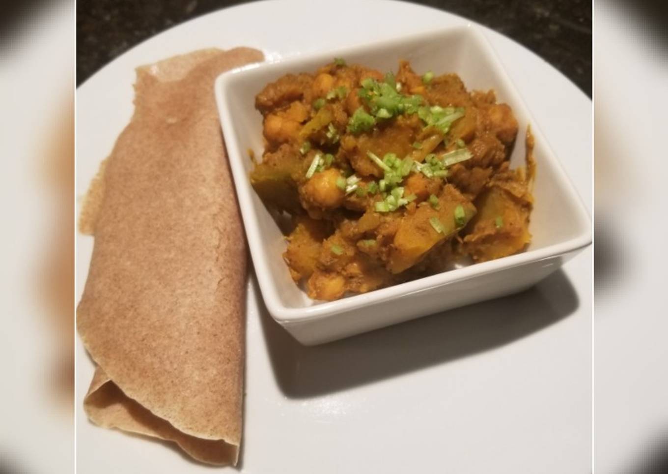 Estofado de calabaza y garbanzo al curry