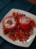 Pomodori cuore di bue con stracchino e acciughe