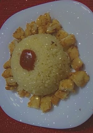 صورة لوصفة الريزو بقطع الفراخ والباربيكيو صوص