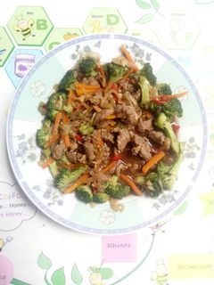 Foto resep Daging sapi saus teriyaki sayur