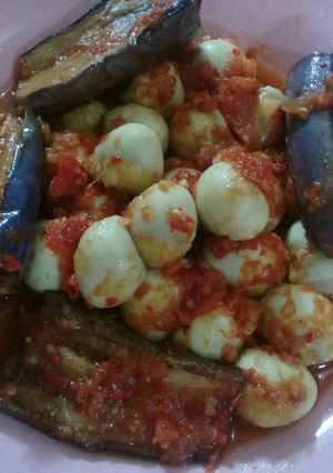 Foto resep Sambal telur puyuh terong balado pedas