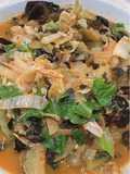 Tumis cabe sawi putih sawi pahit pare jamur kuping Vegan