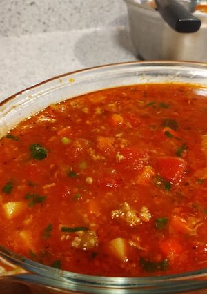 A picture of Hamburger soup.