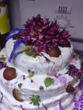 #vanilla mango pulp gulub jamun cake with natural flowers.