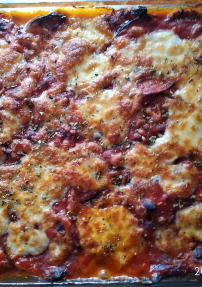 Una foto de Moussaka de pollo sin bechamel