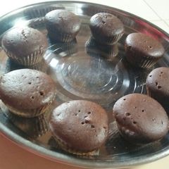 A picture of Eggless Chocolate Cup Cakes.