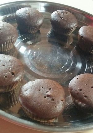 A picture of Eggless Chocolate Cup Cakes.