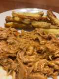 Carne desmechada con barbacoa