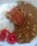 Lentejas con gallina dorada