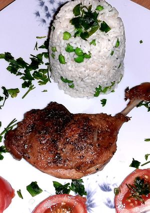 Sült kacsacomb rizibizivel recept fotója