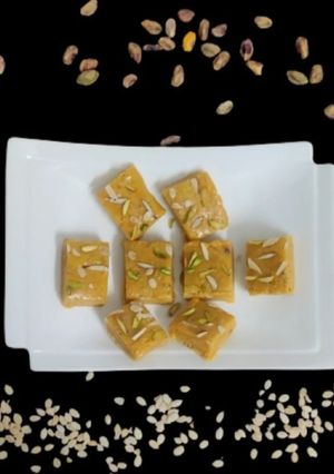 A picture of Besan burfi.