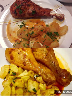 Una foto de Jamoncitos de pollo o pavo asados al pimentón, ajo y mantequilla