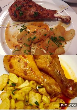 Una foto de Jamoncitos de pollo o pavo asados al pimentón, ajo y mantequilla