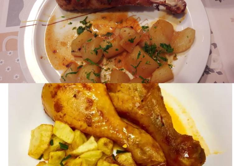 Jamoncitos de pollo o pavo asados al pimentón, ajo y mantequilla