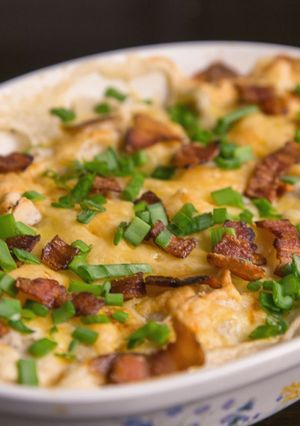 A picture of Potato pierogi casserole.
