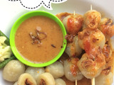 Cilok isi abon ayam with bumbu kacang