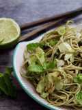 Green soba noodle salad with Asian pesto