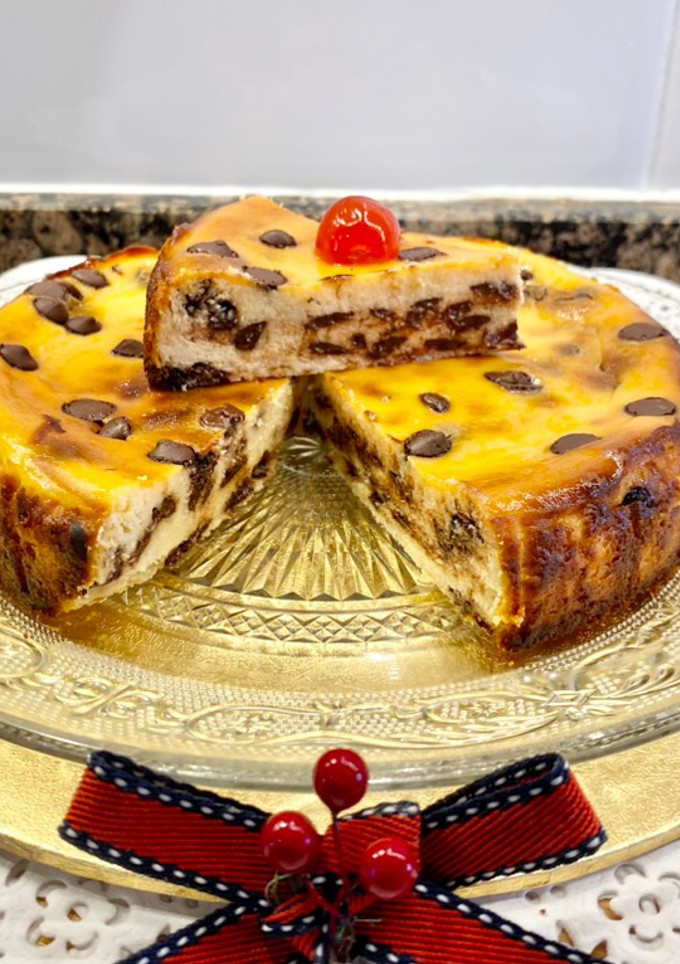 Una foto de Tarta de queso ricotta con pepitas de chocolate