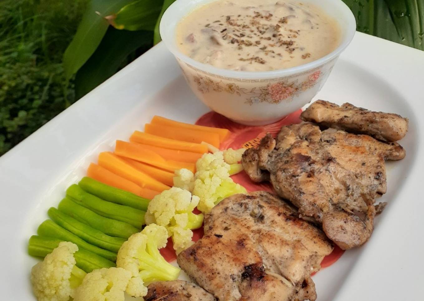 Chicken steak with mushroom sauce