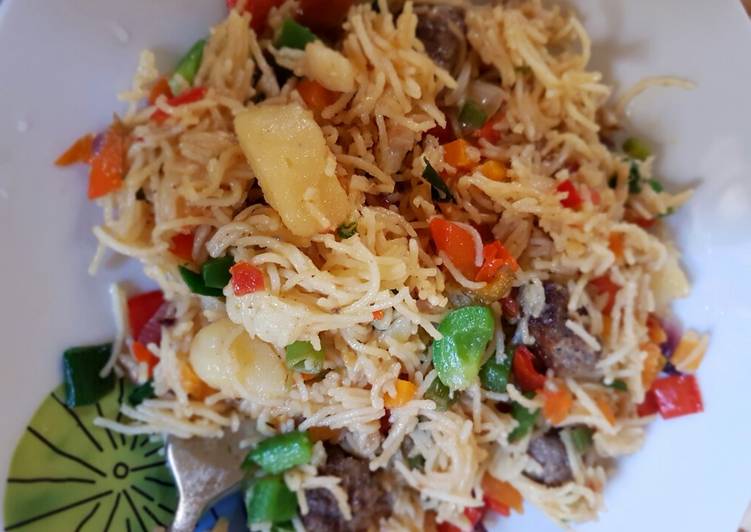 Steps to Prepare Quick Meat ball vegetable stir fry pasta