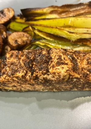 A picture of Oven baked Salmon with mom’s handpicked sumac.