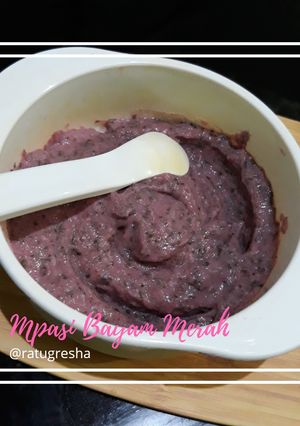 Foto resep Mpasi 7+ bayam merah