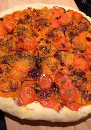 Une photo de Tarte tatin de patate douce et carotte