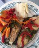 Filete de pescado con verduras al horno