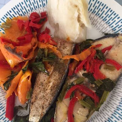 Filete de pescado con verduras al horno Receta de Dina Luz- Cookpad