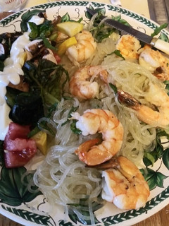 A picture of Lemon Spaghetti with Shrimp.
