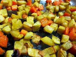 Batata Doce e Cenoura Assadas com Mel